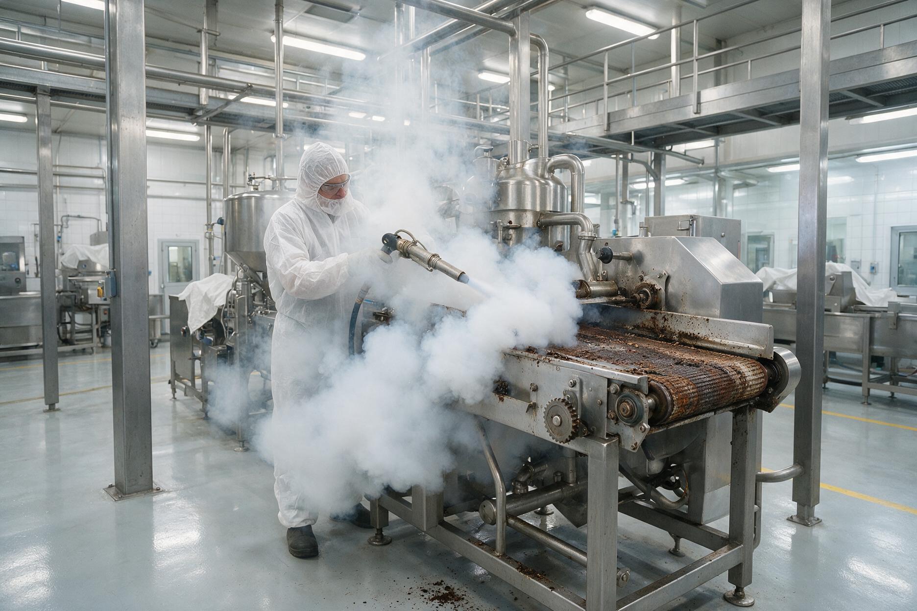 Techniker von DesFa mit mobiler Reinigungstechnik vor einer Produktionshalle
